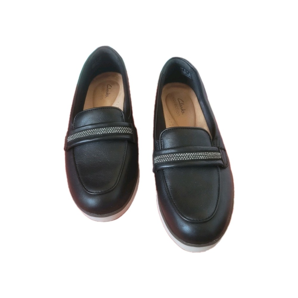 Clarks Collection Women's Black Loafers Size 9.5 M Slip On Comfort Shoes